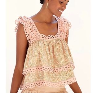 NWT Anthropologie Let Me Be Eyelet Swing Top XS